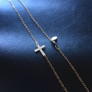 14k GF Theresa Mink Sideways Cross Choker Necklace